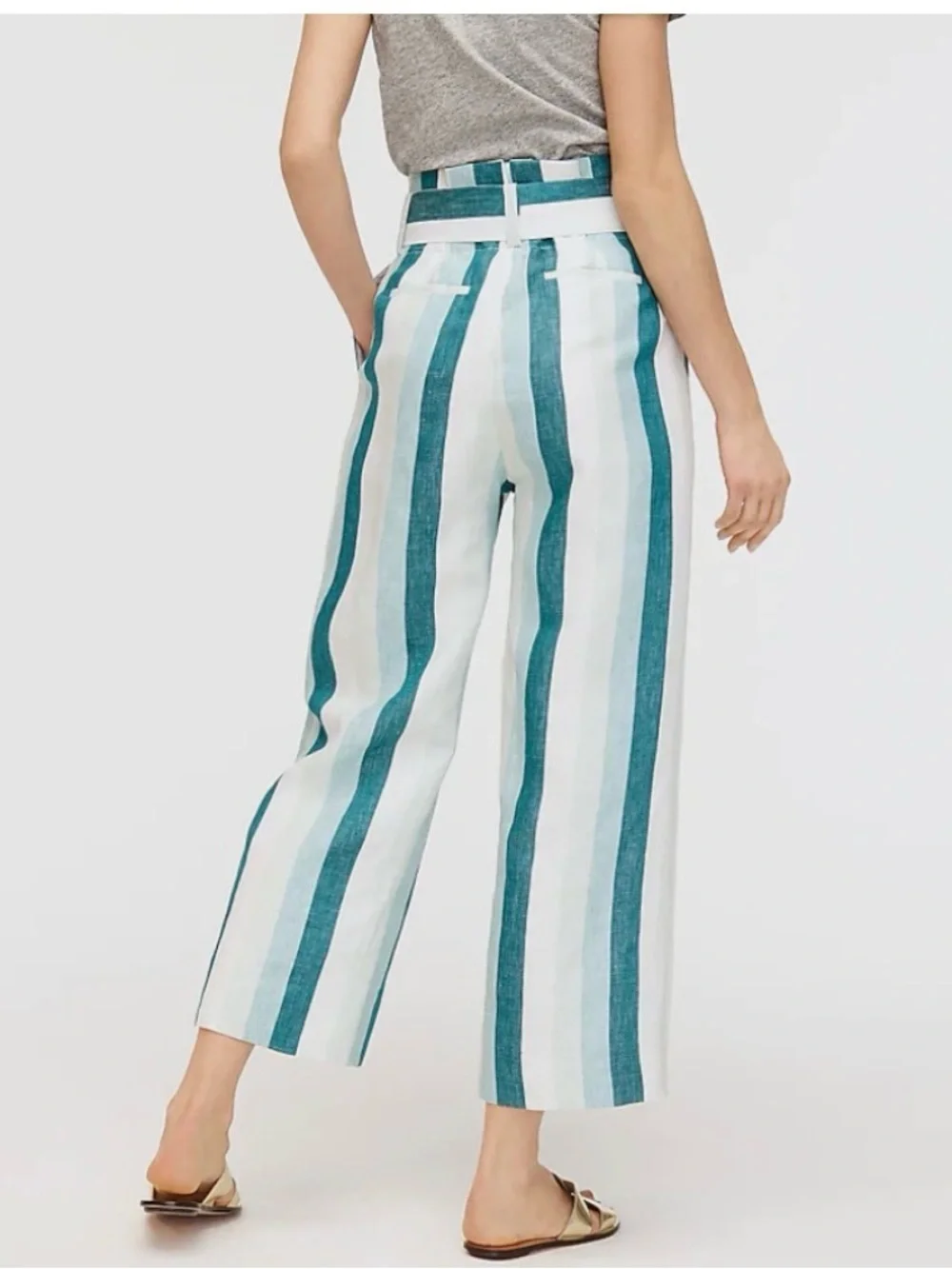 J. Crew linen cabana stripe crop pants